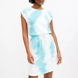 LOU & GREY Womens' White & Blue Cloud Cozy Cotton Terry Pocket Dress Sz XL